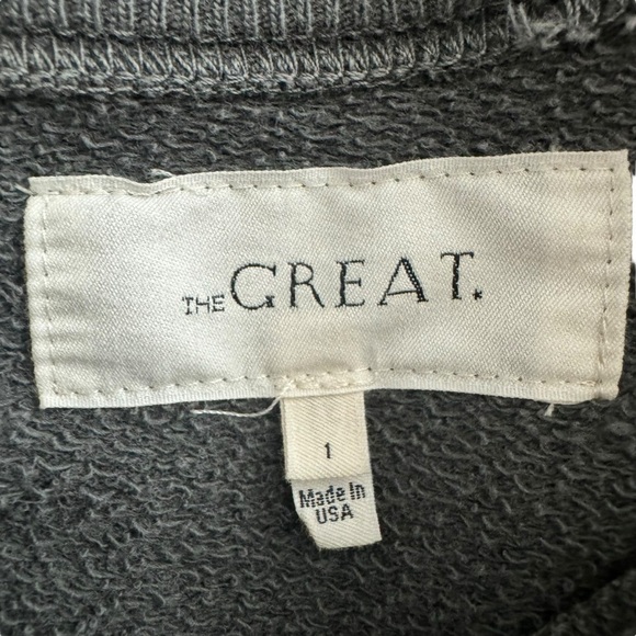 THE GREAT. - The Bishop Sleeve Sweatshirt in Wash Black with Studs Sz 1/S - Picture 9 of 12